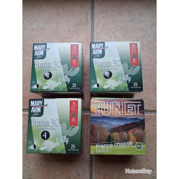 LIVRAISON OFFERTE ! 100 cartouches cal. 16