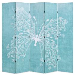 Paravent s&eacute;parateur de pi&egrave;ce cloison de s&eacute;paration d&eacute;coration meuble pliable 200 cm papillon bleu 0