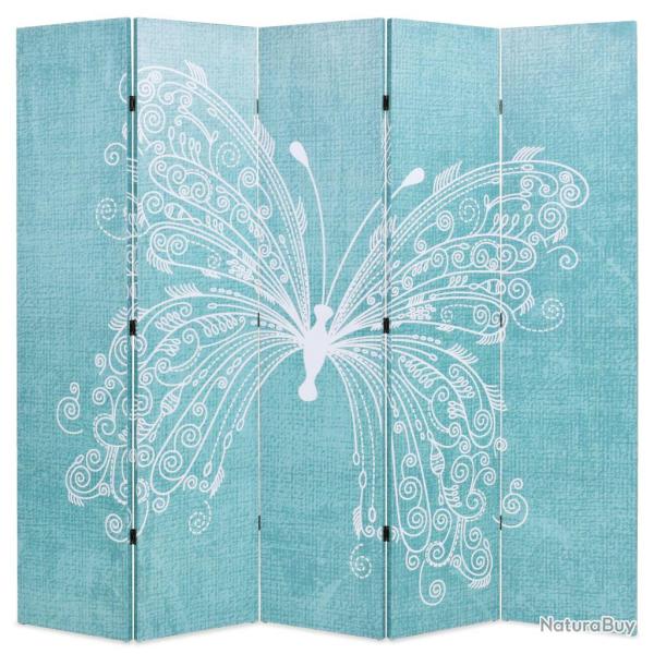 Paravent s�parateur de pi�ce cloison de s�paration d�coration meuble pliable 200 cm papillon bleu 0
