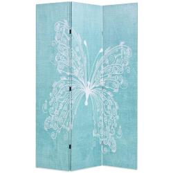 Paravent s&eacute;parateur de pi&egrave;ce cloison de s&eacute;paration d&eacute;coration meuble pliable 120 cm papillon bleu 0