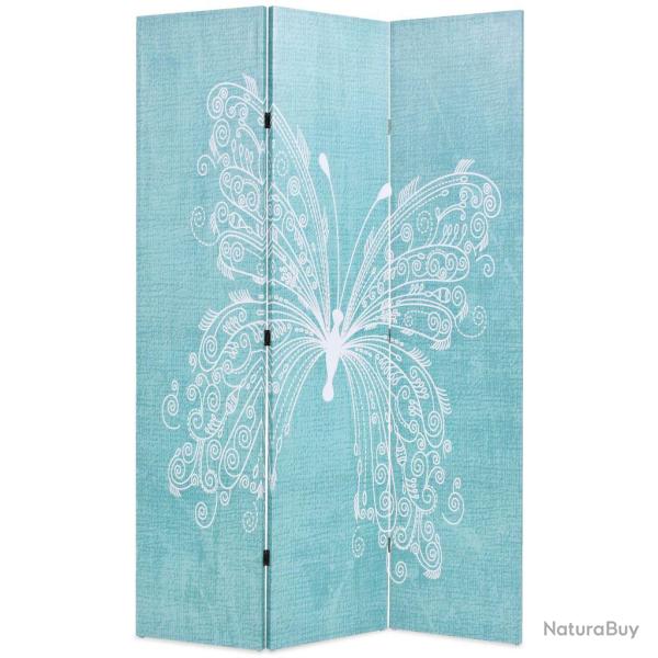 Paravent s�parateur de pi�ce cloison de s�paration d�coration meuble pliable 120 cm papillon bleu 0