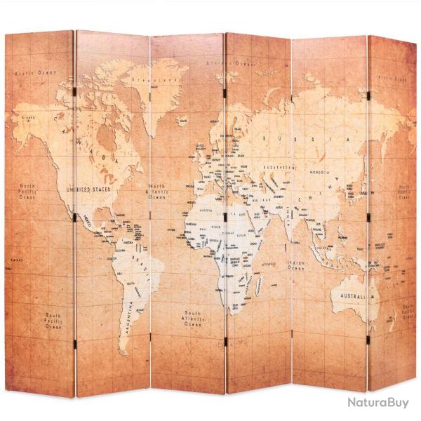Paravent s�parateur de pi�ce cloison de s�paration d�coration meuble pliable 228 cm carte du monde