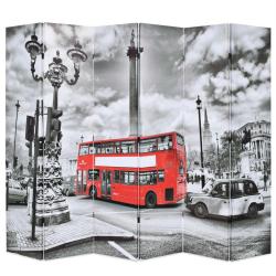 Paravent s&eacute;parateur de pi&egrave;ce cloison de s&eacute;paration d&eacute;coration meuble 228 cm bus londonien noir et b