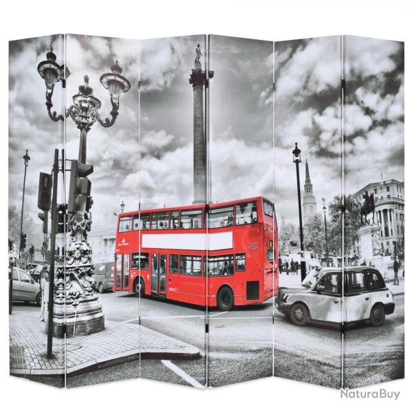 Paravent s�parateur de pi�ce cloison de s�paration d�coration meuble 228 cm bus londonien noir et b