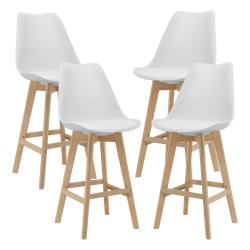 Lot de 4 tabourets de bar plastique synth&eacute;tique h&ecirc;tre 105 x 48 x 58 cm blanc 03_0008716