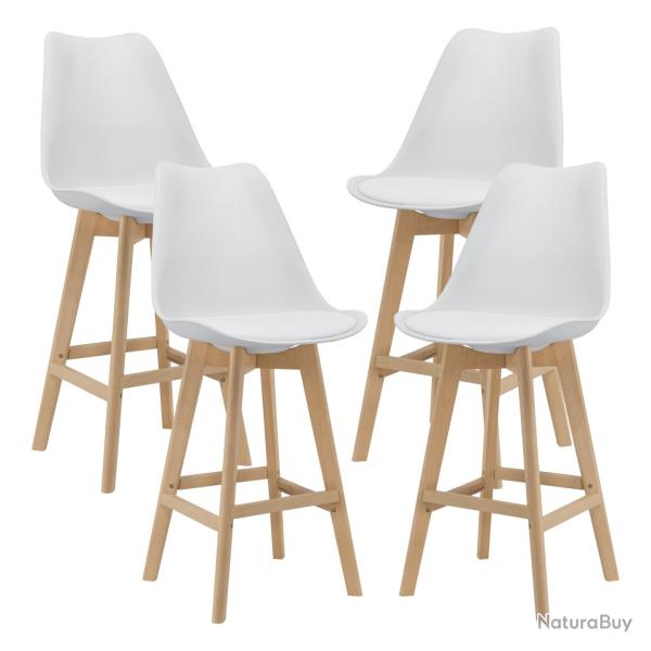 Lot de 4 tabourets de bar plastique synth�tique h�tre 105 x 48 x 58 cm blanc 03_0008716
