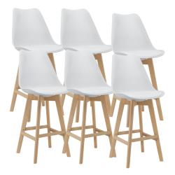 Lot de 6 tabourets de bar plastique synth&eacute;tique h&ecirc;tre 105 x 48 x 58 cm blanc 03_0008724