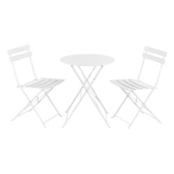 Set de bistrot caprile de jardin pliables acier blanc 03_0006937