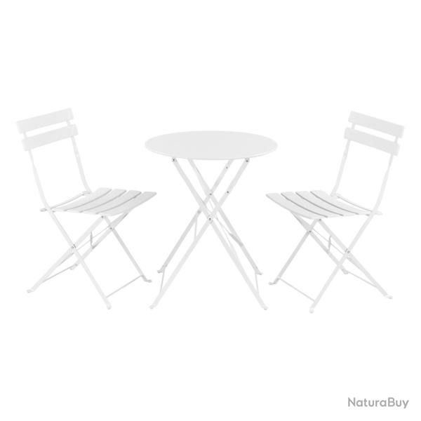 Set de bistrot caprile de jardin pliables acier blanc 03_0006937