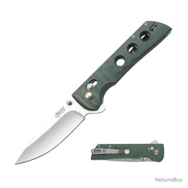 Couteau Elite Tactical FDR020 Lame Acier 3Cr13 Manche G10 Vert Cross Bar Lock (Rapid ETFDR020GN