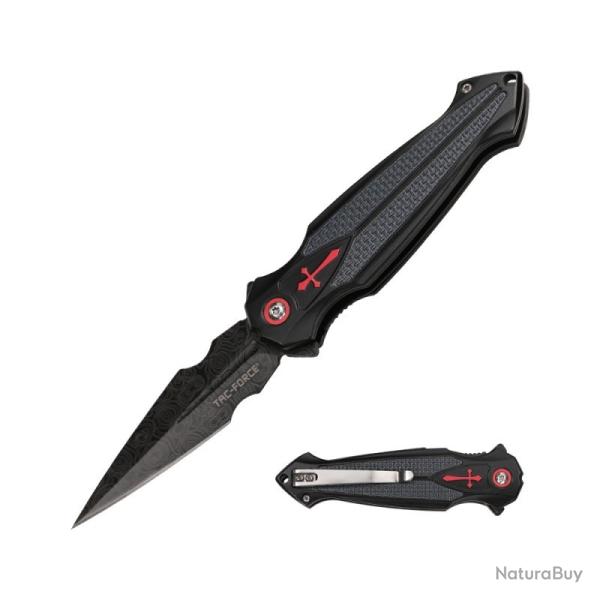 Couteau A/O Tac Force 2025 Lame Acier 3Cr13 Manche Aluminium Noir/Rouge Linerlock TF2025BK