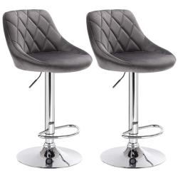 Tabouret de bar en velours lot de 2 pi&egrave;ces gris fonc&eacute; 19_0000395