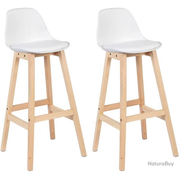 Ensemble de 2 chaises de comptoir de cuisine de petit-d�jeuner tabourets de bar blanc 19_0000591