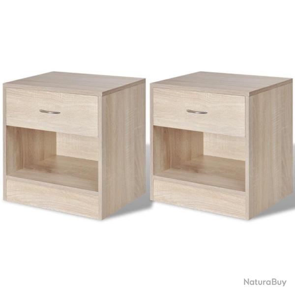 Table de nuit chevet commode armoire meuble chambre 2 pcs avec tiroir couleur de ch�ne 1402135