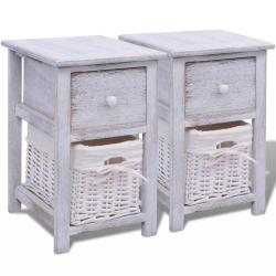Table de nuit chevet commode armoire meuble chambre 2 pcs bois blanc 1402108