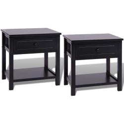 Lot de 2 tables de nuit chevet commode armoire meuble chambre MDF noir 1402045