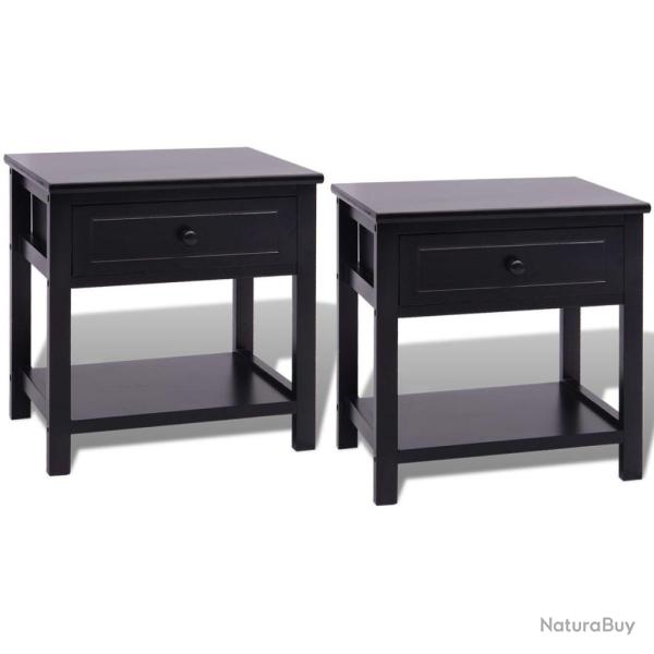 Lot de 2 tables de nuit chevet commode armoire meuble chambre MDF noir 1402045