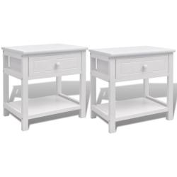 Table de nuit chevet commode armoire meuble chambre 2 pcs bois blanc 1402070