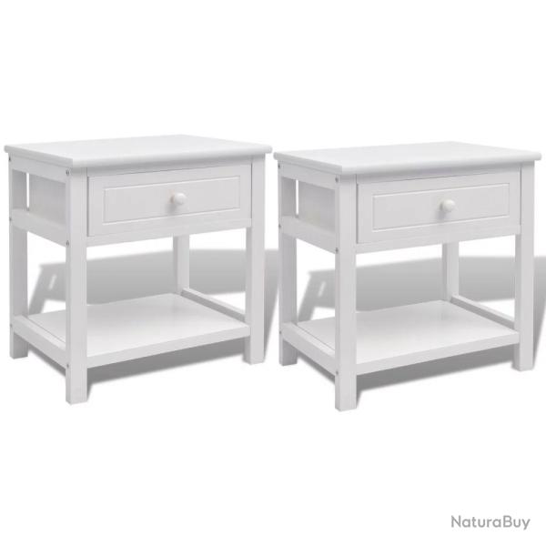 Table de nuit chevet commode armoire meuble chambre 2 pcs bois blanc 1402070