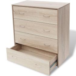 Buffet bahut armoire console meuble de rangement avec 4 tiroirs 71 cm couleur de ch&ecirc;ne marron 44021