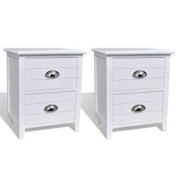Lot de 2 tables de nuit chevet commode armoire meuble chambre avec 2 tiroirs blanc 1402121