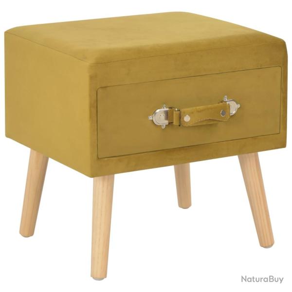 Table de nuit chevet commode armoire meuble chambre moutarde 40x35x40 cm velours 1402066