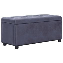 Banquette pouf tabouret meuble pouf de rangement 87 cm gris synth&eacute;tique daim 3002129