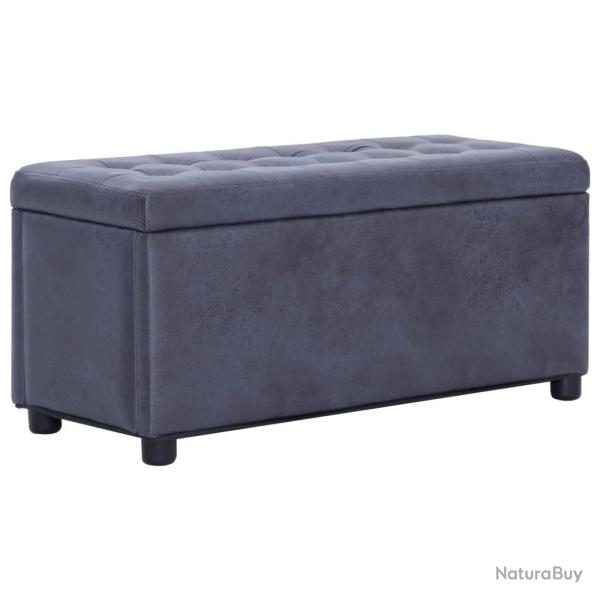 Banquette pouf tabouret meuble pouf de rangement 87 cm gris synth�tique daim 3002129