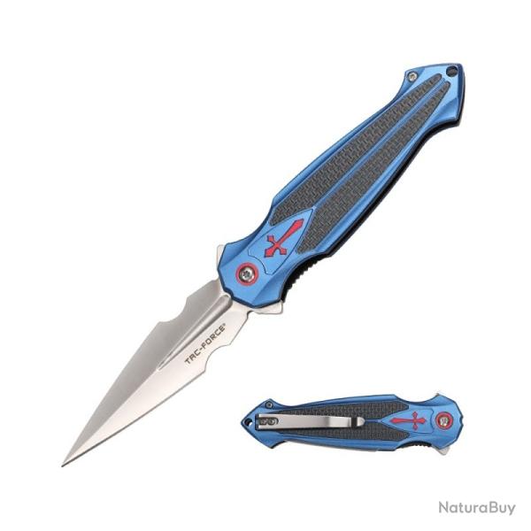 Couteau A/O Tac Force 2025 Lame Acier 3Cr13 Manche Aluminium Bleu/Noir Linerlock TF2025BL
