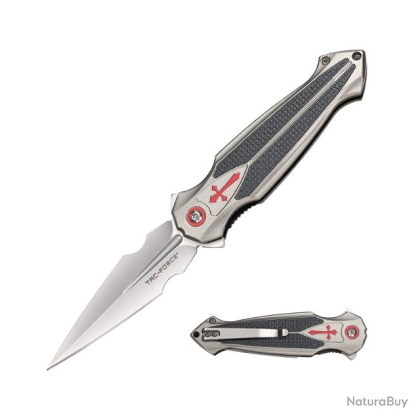 Couteau A/O Tac Force 2025 Lame Acier 3Cr13 Manche Aluminium Gris/Noir Linerlock TF2025GY