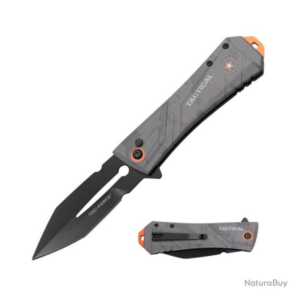 Couteau A/O Tac Force 2024 Lame Acier 3Cr13 Manche Aluminium Gris/Orange Linerlock TF2024BK