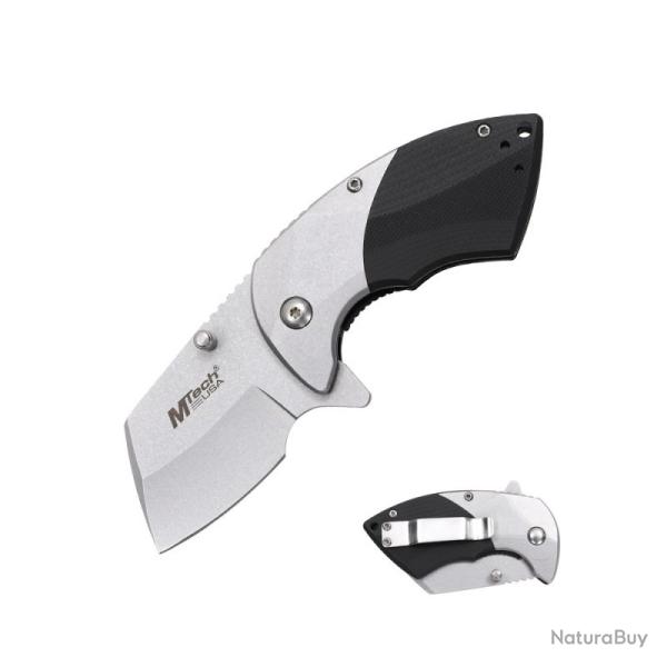 Couteau A/O MTech A2058 Lame Acier 3Cr13 Manche G10/Inox Noir/Argent Linerlock MTA2058