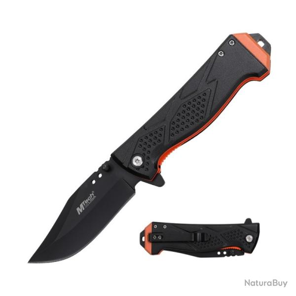 Couteau A/O MTech A2059 Lame Acier 3Cr13 Manche Aluminium Noir/Orange Linerlock MTA2059BK