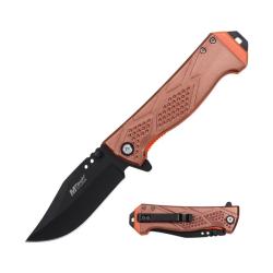 Couteau A/O MTech A2059 Lame Acier 3Cr13 Manche Aluminium Tan/Orange Linerlock MTA2059TN
