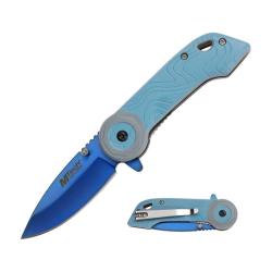 Couteau A/O MTech A2064 Lame Acier 3Cr13 Manche Nylon Bleu/Gris Linerlock MTA2064BLGY