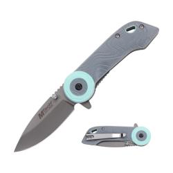 Couteau A/O MTech A2064 Lame Acier 3Cr13 Manche Nylon Gris/Turquoise Linerlock MTA2064GYTL