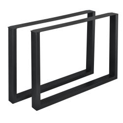 Lot de 2 pieds de table de meuble rectangulaire m&eacute;tal 100 cm noir 03_0003667