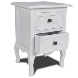 Table de nuit chevet commode armoire meuble chambre avec 2 tiroirs mdf blanc 1402086