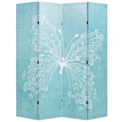 Paravent s&eacute;parateur de pi&egrave;ce cloison de s&eacute;paration d&eacute;coration meuble pliable 160 cm papillon bleu 0