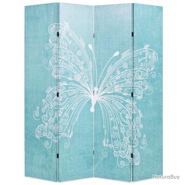 Paravent s�parateur de pi�ce cloison de s�paration d�coration meuble pliable 160 cm papillon bleu 0