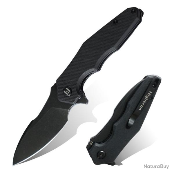 Couteau Hightron Mini Ventura Lame Acier D2 Manche G10 Noir Linerlock HTK05BLKBS