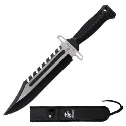 Couteau Fixe USMC Bowie Lame Acier 3Cr13MoV Manche Nylon Noir &Eacute;tui Nylon USMFIX3008BK
