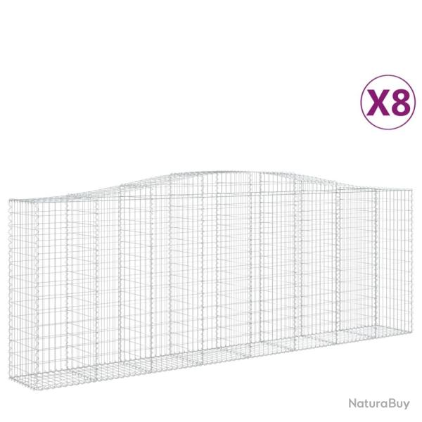 Lot de 8 paniers � gabions cl�ture cage mur de sout�nement arqu�s 400 x 50 x 140/160 cm fer galvani