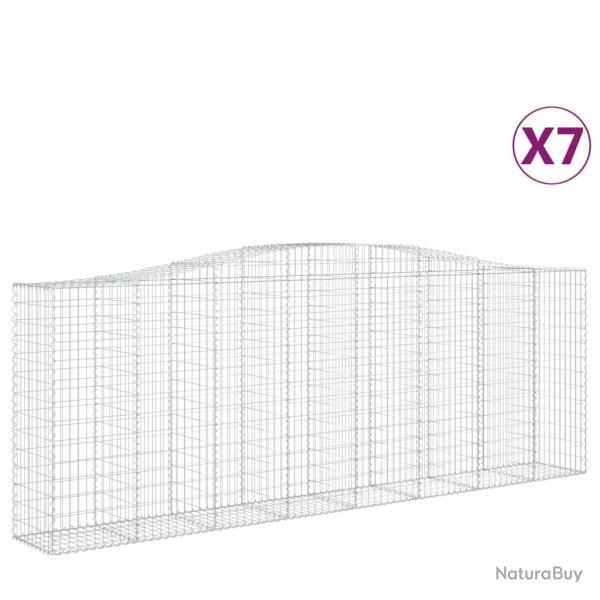 Lot de 7 paniers � gabions cl�ture cage mur de sout�nement arqu�s 400 x 50 x 140/160 cm fer galvani