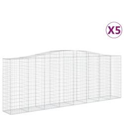 Paniers &agrave; gabions cl&ocirc;ture cage mur de sout&egrave;nement arqu&eacute;s 5 pcs 400 x 50 x 140/160 cm fer galvanis&eacute;