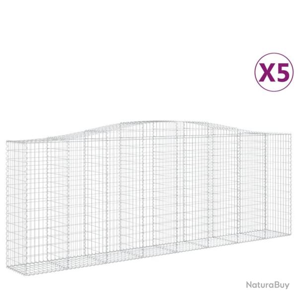 Paniers � gabions cl�ture cage mur de sout�nement arqu�s 5 pcs 400 x 50 x 140/160 cm fer galvanis�