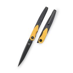 Couteau Bestechman Lanza Lame Acier 14C28N Manche G10 Noir Jaune Liner Lock BTKMK14F