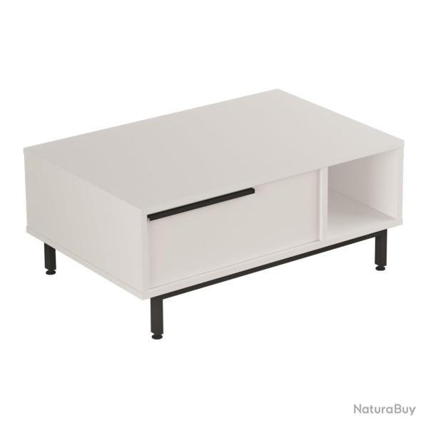 Table basse console d'appoint de salon 90 x 60 x 38 cm blanc noir 03_0010777