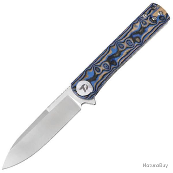 Couteau Dreamtech Lame Acier D2 Spear Point Manche Micarta Bleu et Noir Liner Lock DTK3896MBL
