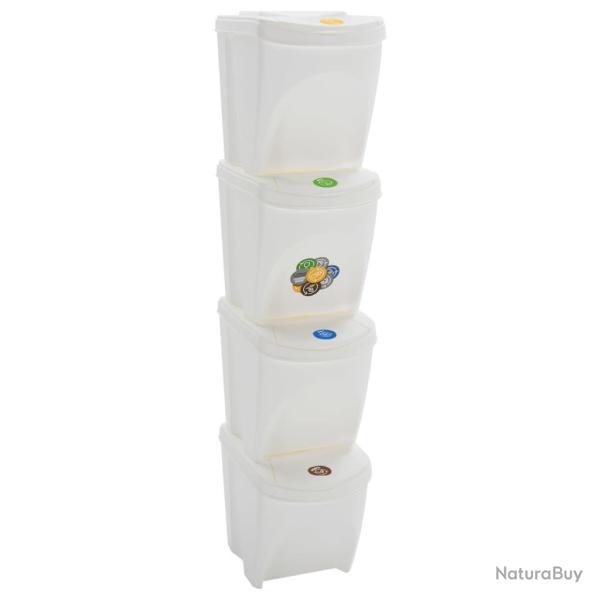 Poubelles � ordures empilables 4 pi�ces 100 litres polypropyl�ne blanc 02_0006036